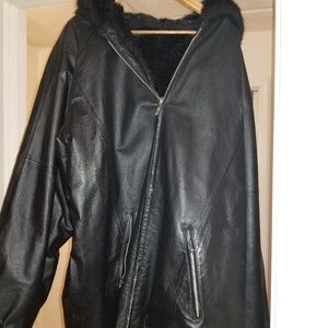 Real leather reversible coat